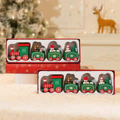 Wooden Christmas Train Tabletop Decorations