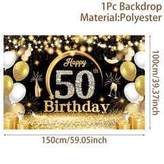 Black Gold Birthday Table Runner 30 50 Birthday Tablecloth Balloon Party Decoration For Home Backdrop Wedding Adult Anniversary