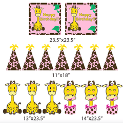 Giraffe Birthday Girl Yard Decorations 15 piece set