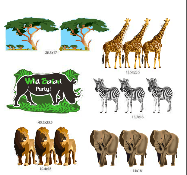 Wild Safari Birthday Yard Decorations 15 piece set
