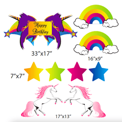 Unicorn Themed Birthday Yard Cards 9 piece set