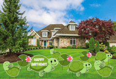 Turtle Happy Birthday Yard Decorations 9 piece set