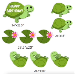 Turtle Happy Birthday Yard Decorations 9 piece set