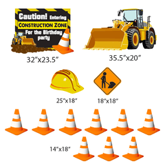Construction Zone Birthday Yard Decoration - 13 piece set