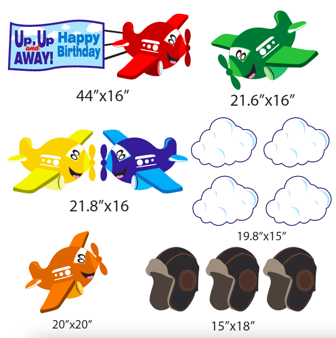 Up, Up And Away Airplane Birthday Yard Decorations 12 piece set