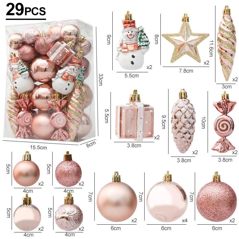 Christmas Ball, Candy Cane and Pinecone Ornament Set
