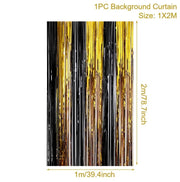 Glitter Black Gold Tinsel Fringe Foil Curtain Background Birthday Party Decorations Backdrop Curtains Wedding Adult Anniversary