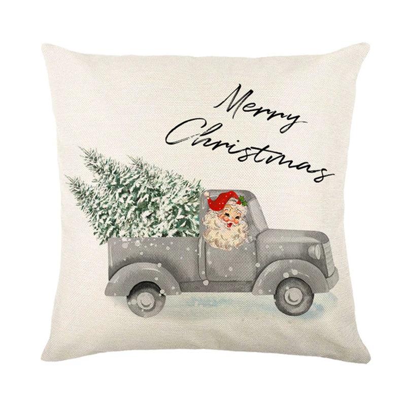 Linen Christmas Throw Pillow Cover, 18 × 18 in