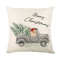 Linen Christmas Throw Pillow Cover, 18 × 18 in