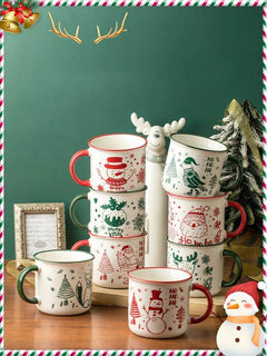 350 ml Christmas Ceramic Mug, Single or 3-Piece Set
