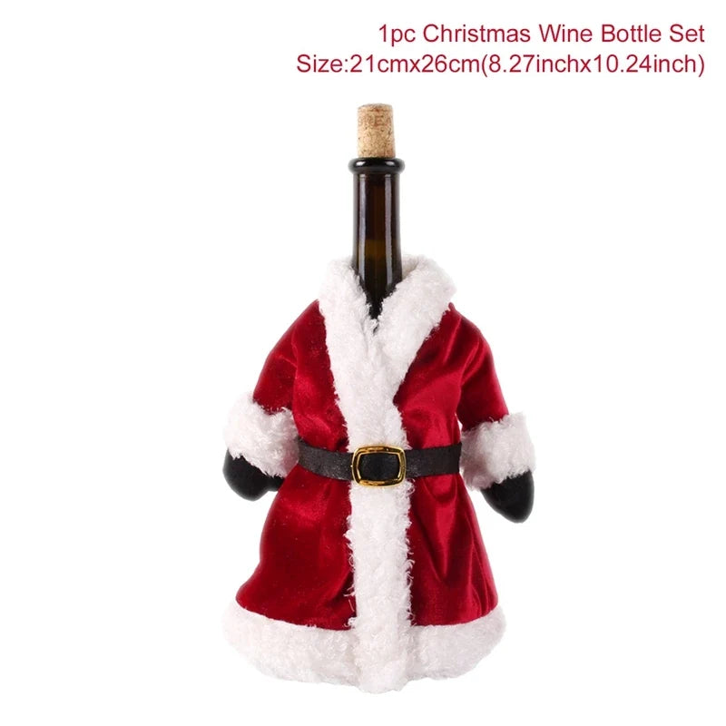 Merry Christmas Decoration for Home 2024 Santa Claus Wine Bottle Cover Snowman Stocking Gift Holders Xmas Navidad Decor New Year