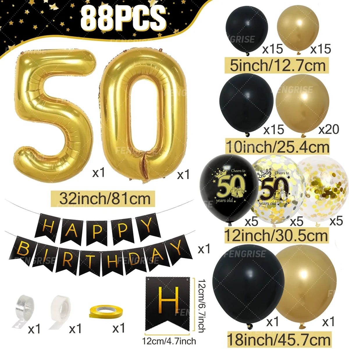 Black Gold Birthday Table Runner 30 50 Birthday Tablecloth Balloon Party Decoration For Home Backdrop Wedding Adult Anniversary