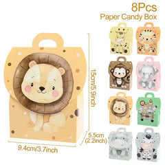 Jungle Animals Box Candy Box Happy Birthday Party Decoration Kids Safari Animal Wild One 1st Birthday Decor Kids Baby Shower