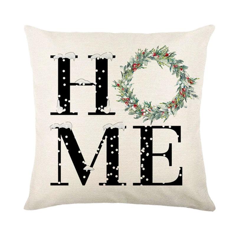Linen Christmas Throw Pillow Cover, 18 × 18 in