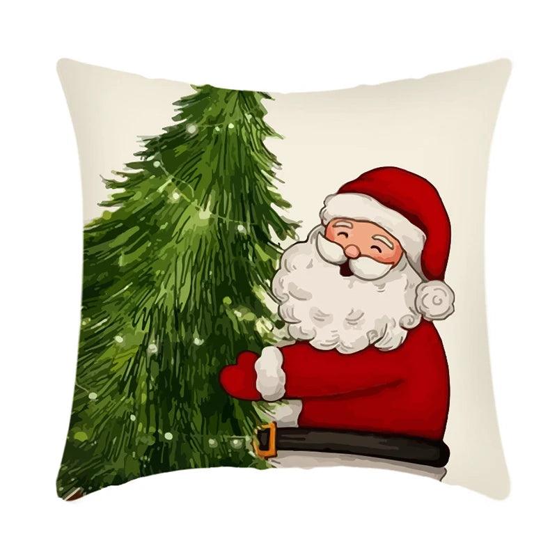 Linen Christmas Throw Pillow Cover, 18 × 18 in