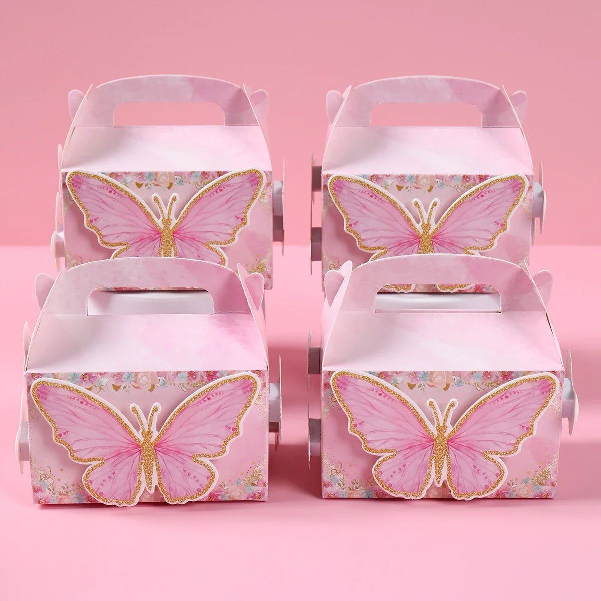 Butterfly Candy Gift Box Pink Purple Butterfly Birthday Party Decorations Kids Wedding Supplies Baby Shower Cookie Biscuit Box