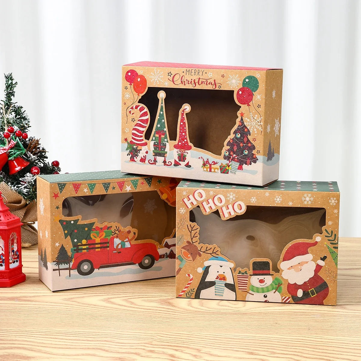 Christmas Candy Box Dessert box Cake Box Window Cookie Box Gingerbread Box Merry Christmas decoration for home 2024 Navidad