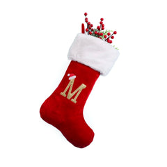 Embroidered Monogram Christmas Stocking,Xmas Sock Holiday Family Stocking for Christmas Fireplace Party Decoration