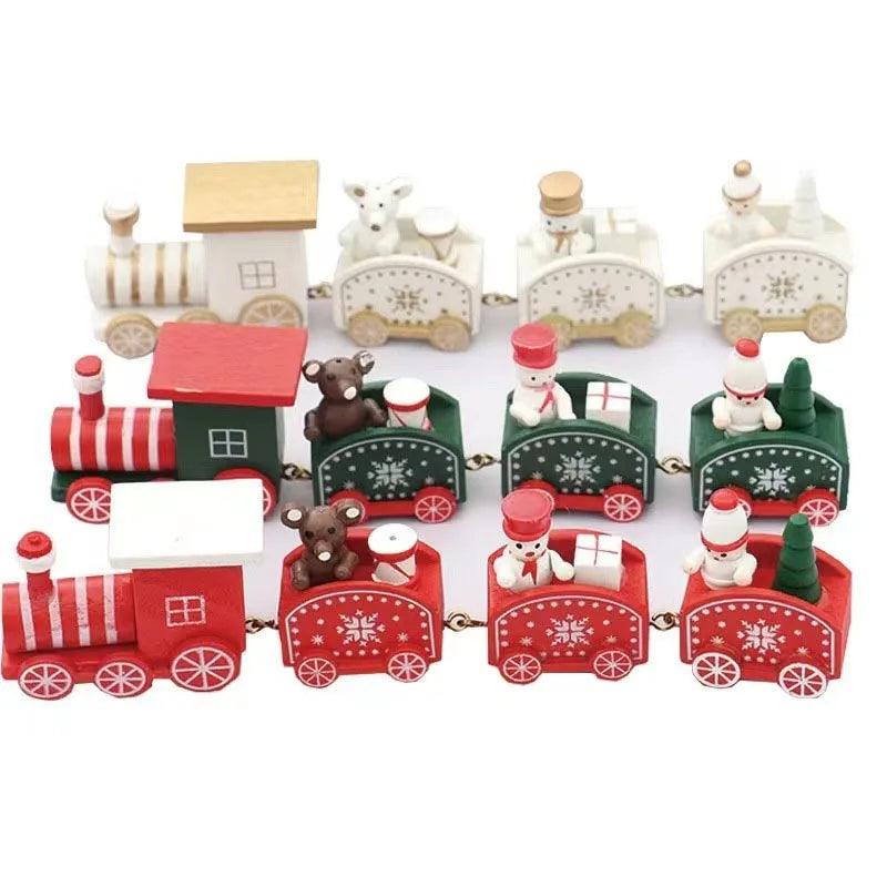 Wooden Christmas Train Tabletop Decorations