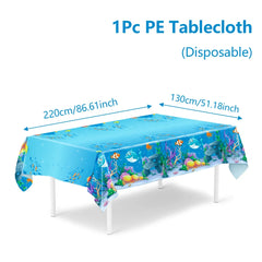 Marine Organism Printed Tablecloth Underwater World Birthday Party Decoration Kid Under the Sea Ocean Party Supplies Table Cloth