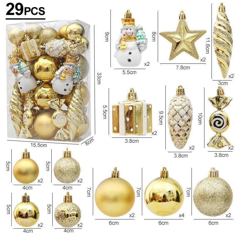 Christmas Ball, Candy Cane and Pinecone Ornament Set