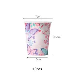Butterfly Fairy Birthday Party Tableware Set – Pink Disposable Plates, Cups, Napkins & Tablecloth | Girls Party Decorations & Supplies
