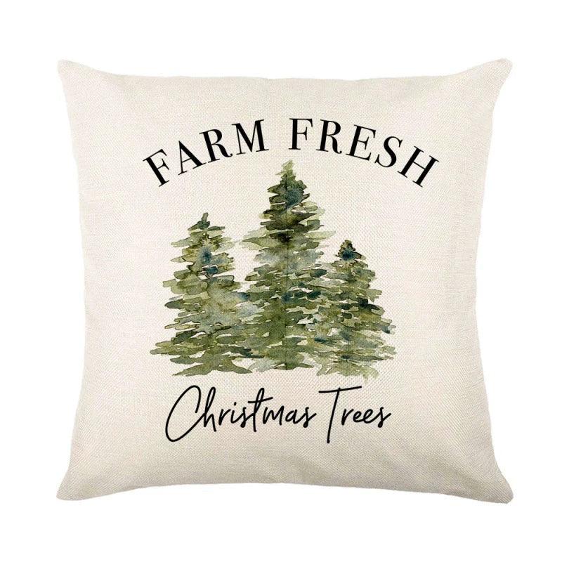 Linen Christmas Throw Pillow Cover, 18 × 18 in