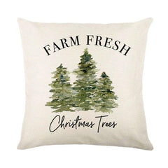 Linen Christmas Throw Pillow Cover, 18 × 18 in