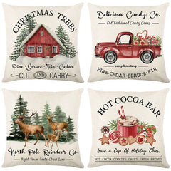 Linen Christmas Throw Pillow Cover, 18 × 18 in