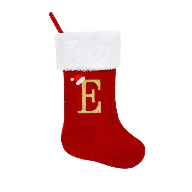Embroidered Monogram Christmas Stocking,Xmas Sock Holiday Family Stocking for Christmas Fireplace Party Decoration