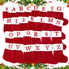 Christmas Socks Knitting Snowflake Letter Stocking Christmas Decoration for Home 2024 Xmas Tree Ornament Gift Navidad Natal A-Z