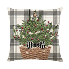Linen Christmas Throw Pillow Cover, 18 × 18 in