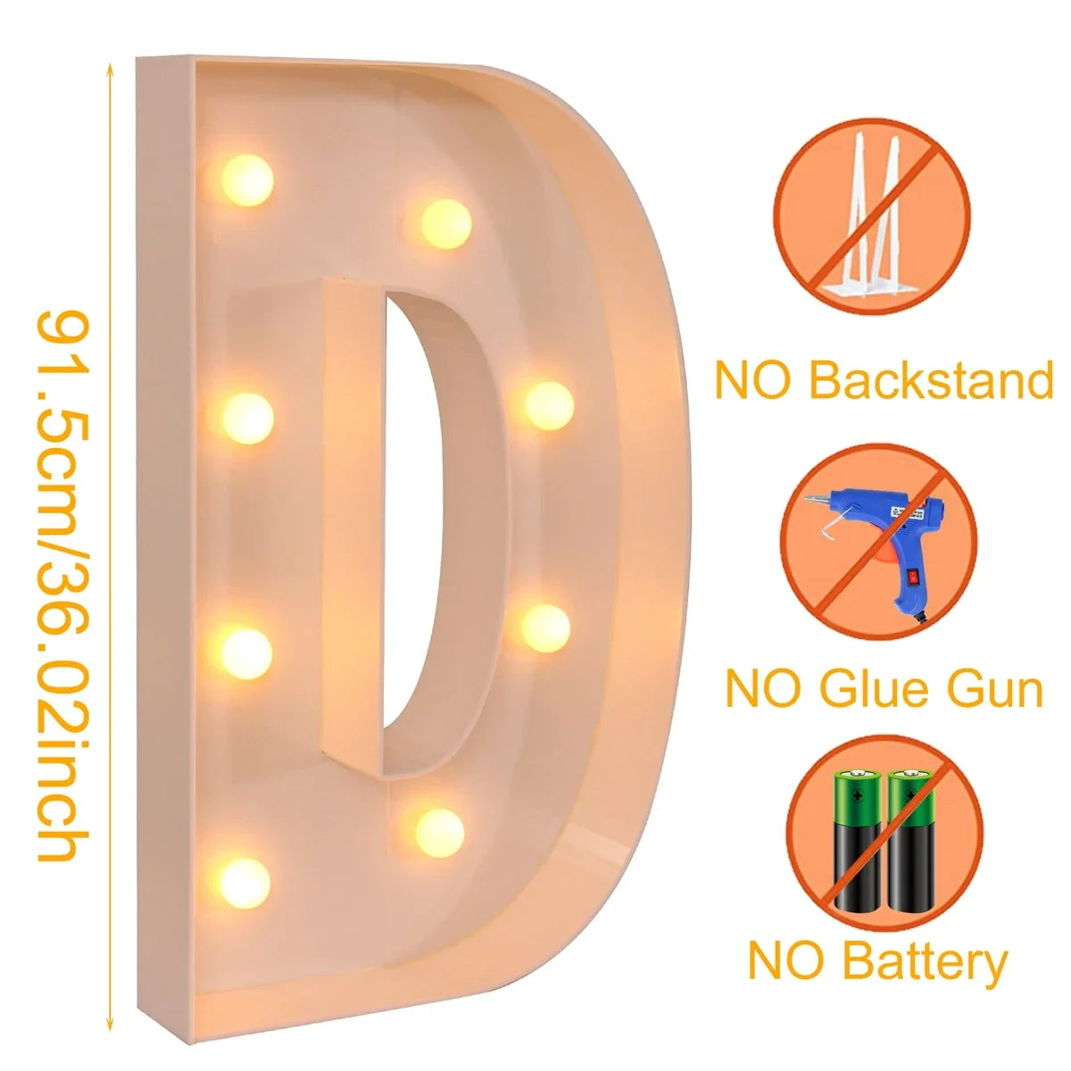 91.5CM Giant Letter Led Light Frame Box Baby Shower 1st Birthday Wedding Party Decor Christmas DIY Name Balloon Filling Box