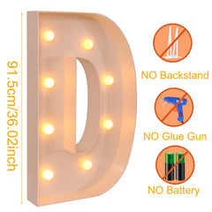 91.5CM Giant Letter Led Light Frame Box Baby Shower 1st Birthday Wedding Party Decor Christmas DIY Name Balloon Filling Box