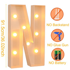 91.5CM Giant Letter Led Light Frame Box Baby Shower 1st Birthday Wedding Party Decor Christmas DIY Name Balloon Filling Box