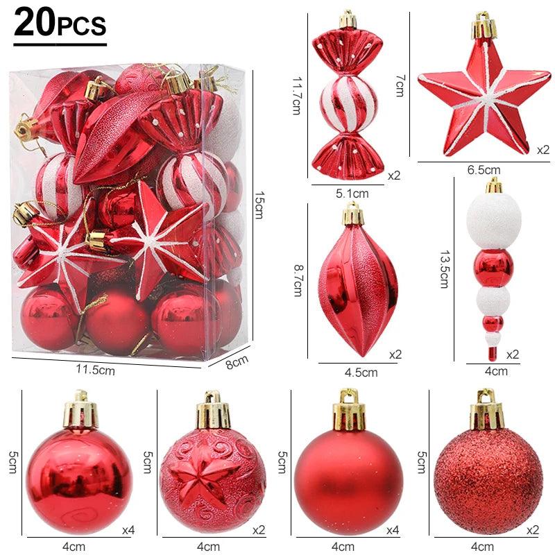 Christmas Ball, Candy Cane and Pinecone Ornament Set