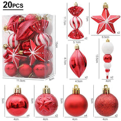 Christmas Ball, Candy Cane and Pinecone Ornament Set