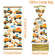 Construction Candy Bags Heat Sealable Treat Cookie Candy Goodie Bags Engineering Vehicle Birthday Party Supplies Baby Shower