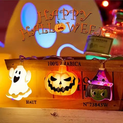 1PC Halloween 10/20 LED Battery Powered String Lights With Ghost Witch Cat Pumpkin Spider Web Skeleton Mummy Pirate Shape Indoor