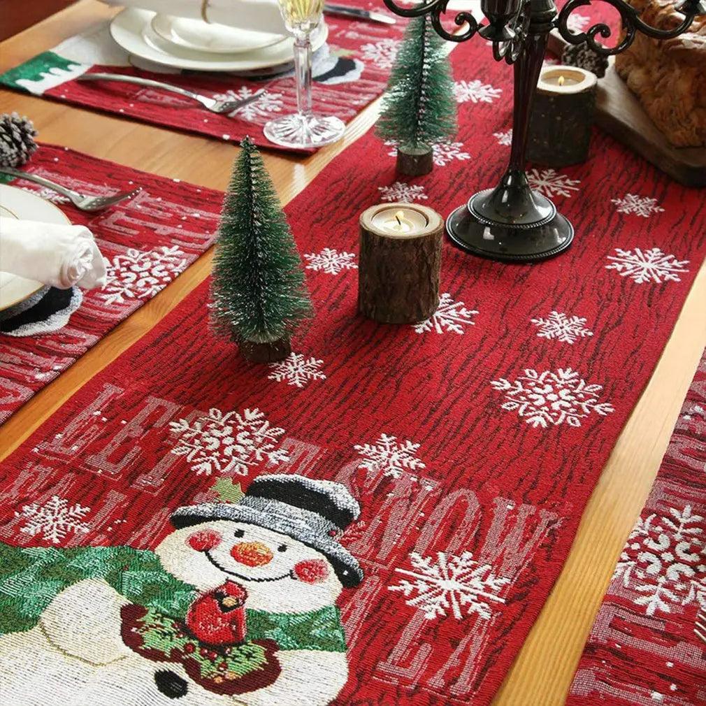 Red Snowflake Christmas Table Runner, 69 × 13 in