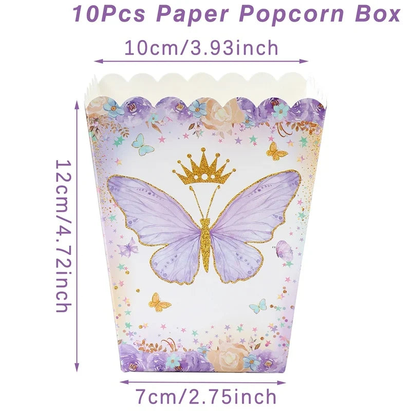 Butterfly Candy Gift Box Pink Purple Butterfly Birthday Party Decorations Kids Wedding Supplies Baby Shower Cookie Biscuit Box