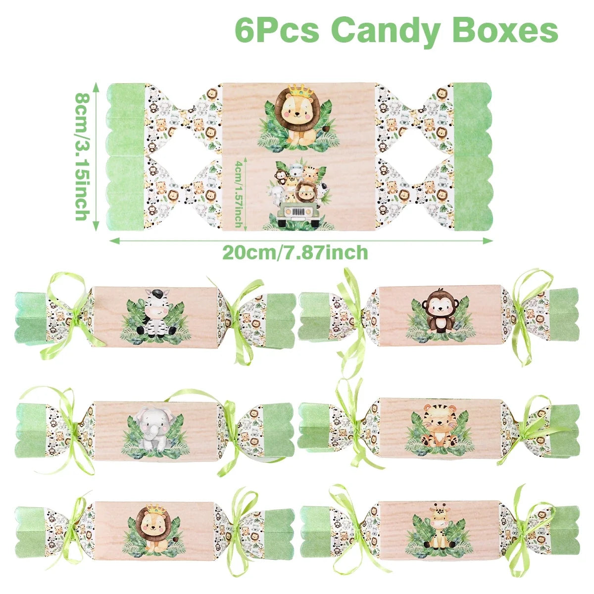 Jungle Animals Box Candy Box Happy Birthday Party Decoration Kids Safari Animal Wild One 1st Birthday Decor Kids Baby Shower