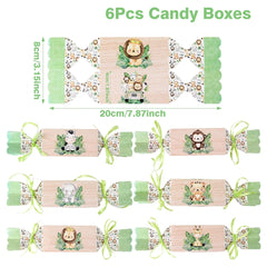 Jungle Animals Box Candy Box Happy Birthday Party Decoration Kids Safari Animal Wild One 1st Birthday Decor Kids Baby Shower