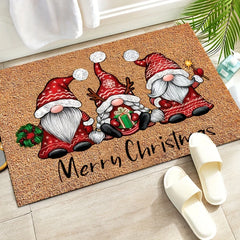 VIKAMA 1pc Three Santa Claus Doormats Festive Floor Mat Living Room Rug For Bedroom Welcome Mat Outdoor Rug Christmas Rug