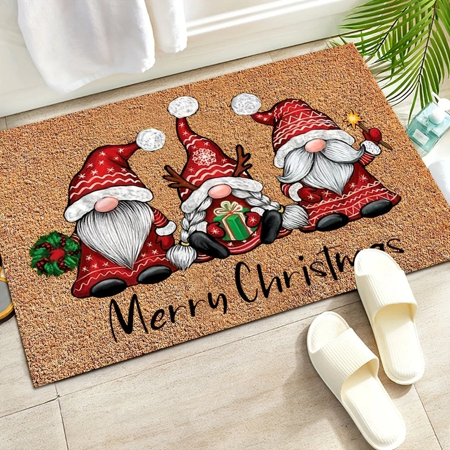 1pc Three Santa Claus Doormats Festive Floor Mat Living Room Rug For Bedroom Welcome Mat Outdoor Rug Christmas Rug