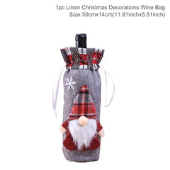 Merry Christmas Decoration for Home 2024 Santa Claus Wine Bottle Cover Snowman Stocking Gift Holders Xmas Navidad Decor New Year
