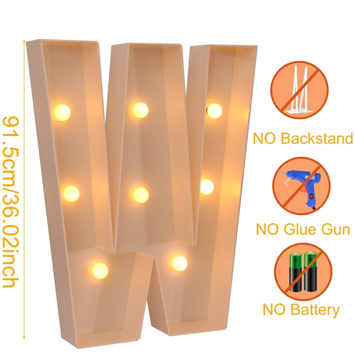 91.5CM Giant Letter Led Light Frame Box Baby Shower 1st Birthday Wedding Party Decor Christmas DIY Name Balloon Filling Box