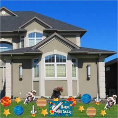 Space Themed Birthday Yard Cards 17 piece set