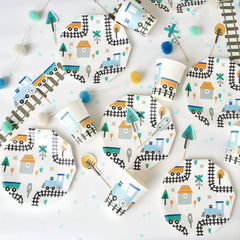 Steam Train Birthday Party Supplies Kit – Boys Train Party | Plates, Cups, Napkins | Party in a Box