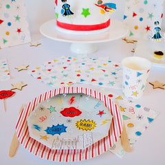 Superhero Small Plates 7" (Set of 8) – Boys Birthday Party Supplies